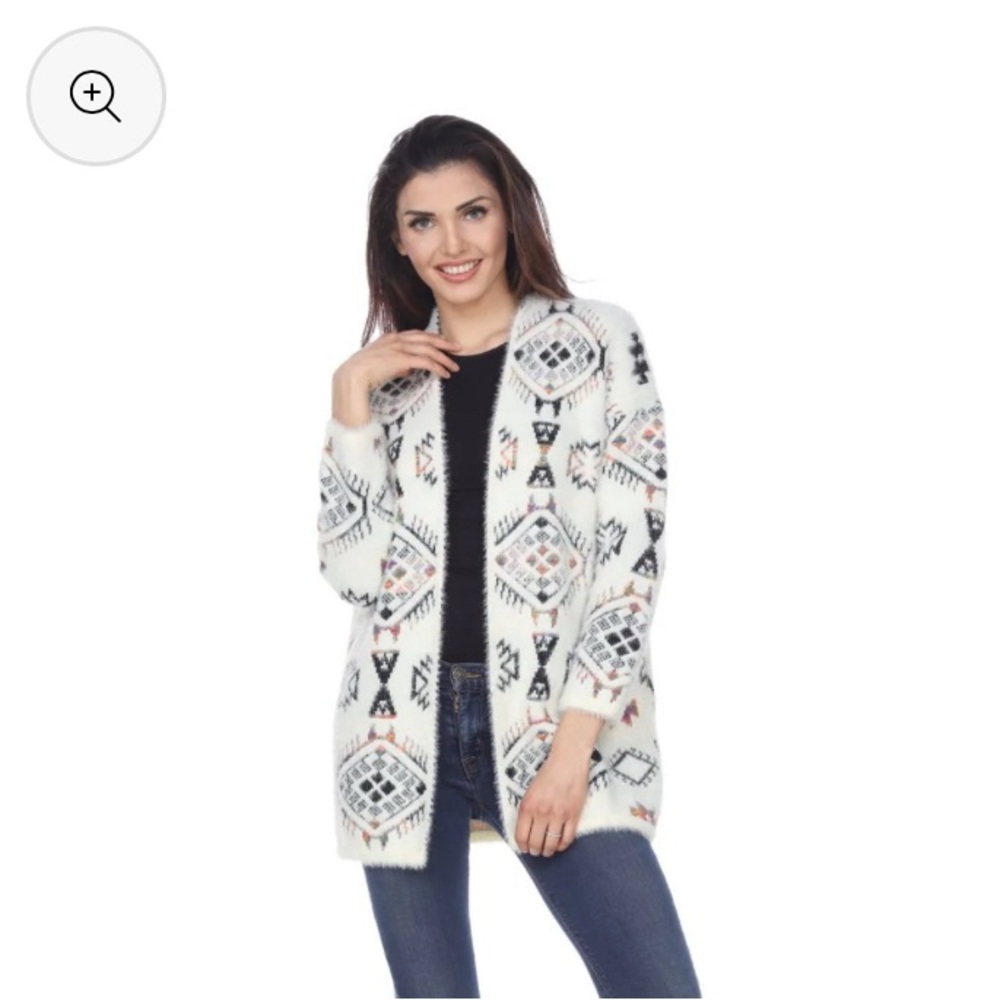 Southwest Frost Open-Front Cardigan Sweater